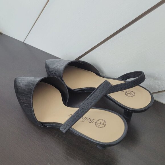 NEW Bella Vita Sarah II Womens 10 Black Snake Slingback    6CT - Picture 2 of 9